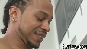 Big black cock sucked by stud in a suit